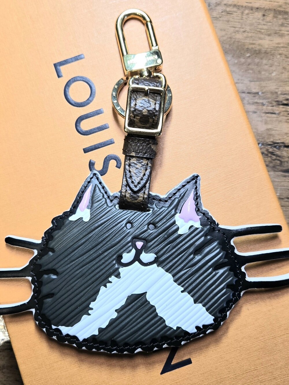 #129 - RARE LOUIS VUITTON Grace Coddingtom Catogram gray cat epi charm MP2282 - Picture 8 of 11